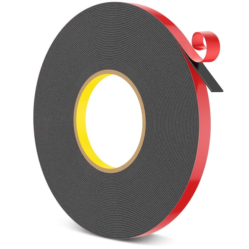 HitLights Double Sided Tape Heavy Duty, 1/2 in x 50 ft, Adhesive Mounting Tape Waterproof, Strong Double Stick Foam Tape for Walls Poster Automotive Outdoor Home (Pack of 1) - Image 1
